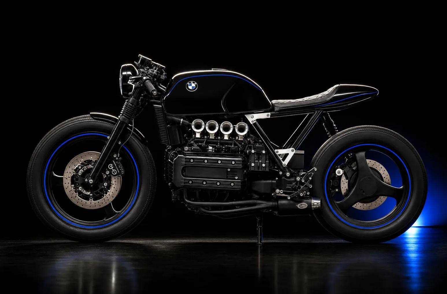 Nachtblau, a custom BMW K1100 cafe racer built by BoMoto
