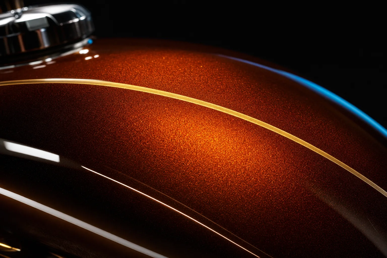 Five coats of translucent amber over a metallic ground